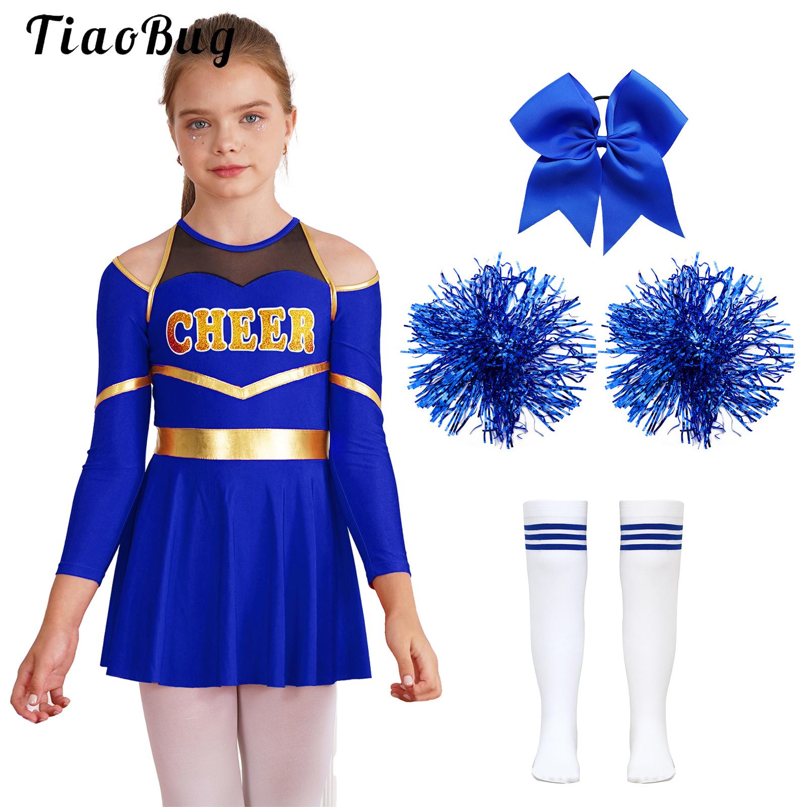 Cheerleading Pom Pom - チアリーダーコスチューム 女の子 チアリーディングダンス衣装 チアリーダーユニフォーム ファンシードレス ポンポンソックス