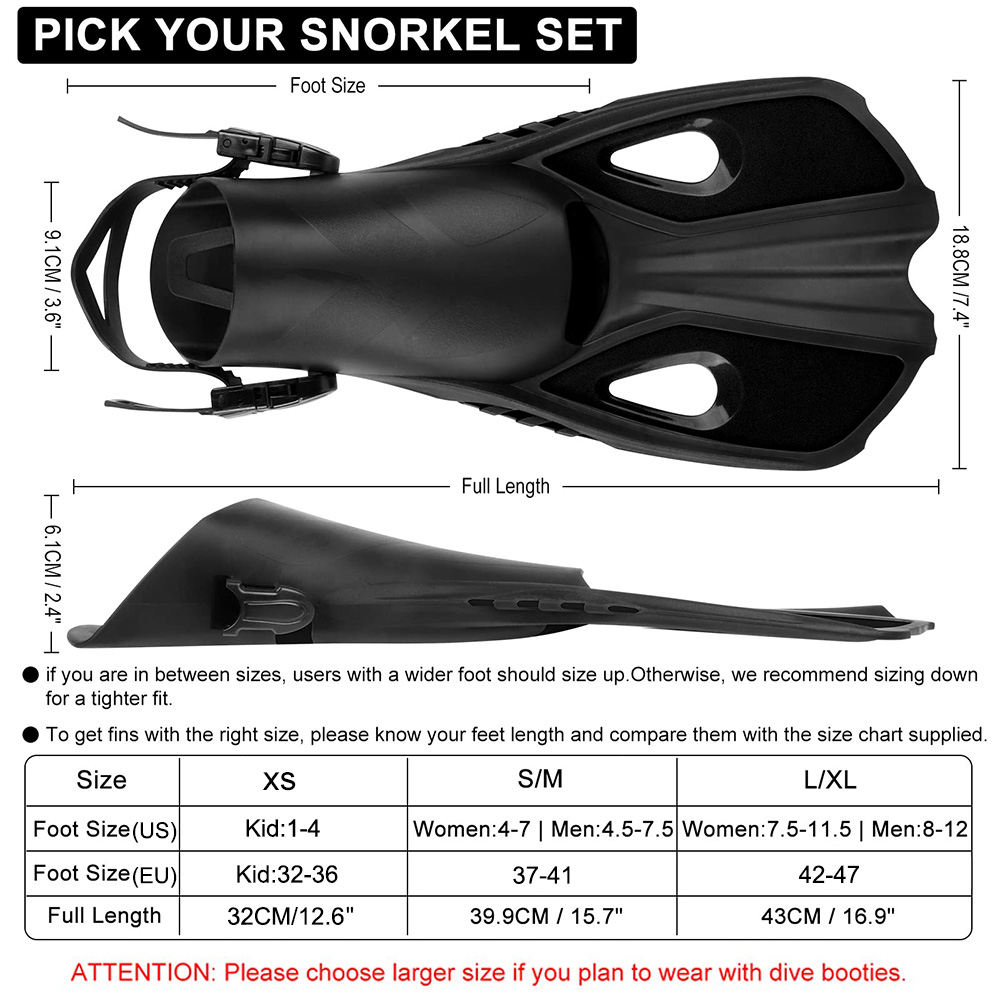 シュノーケルフィン - ショート、調節可能、オープンヒール  - Swim Fin Short Blade のレビューと価格