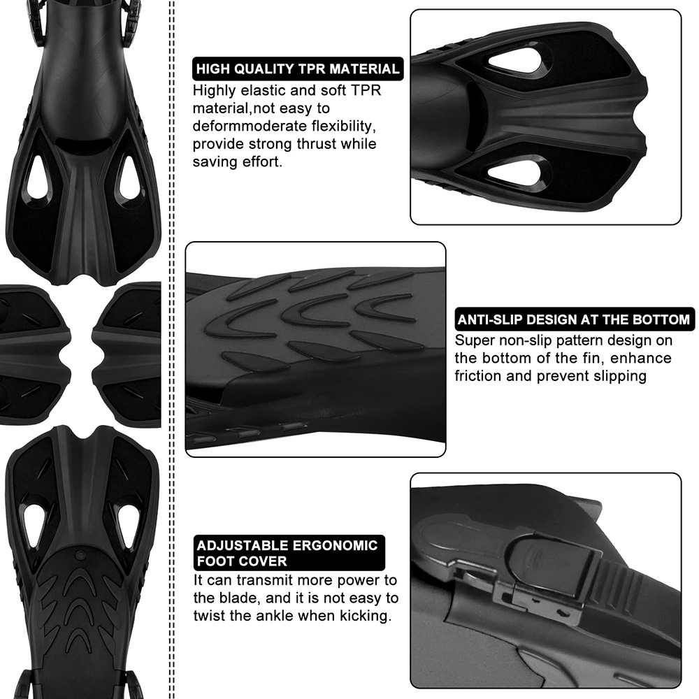 シュノーケルフィン - ショート、調節可能、オープンヒール  - Swim Fin Short Blade のレビューと価格