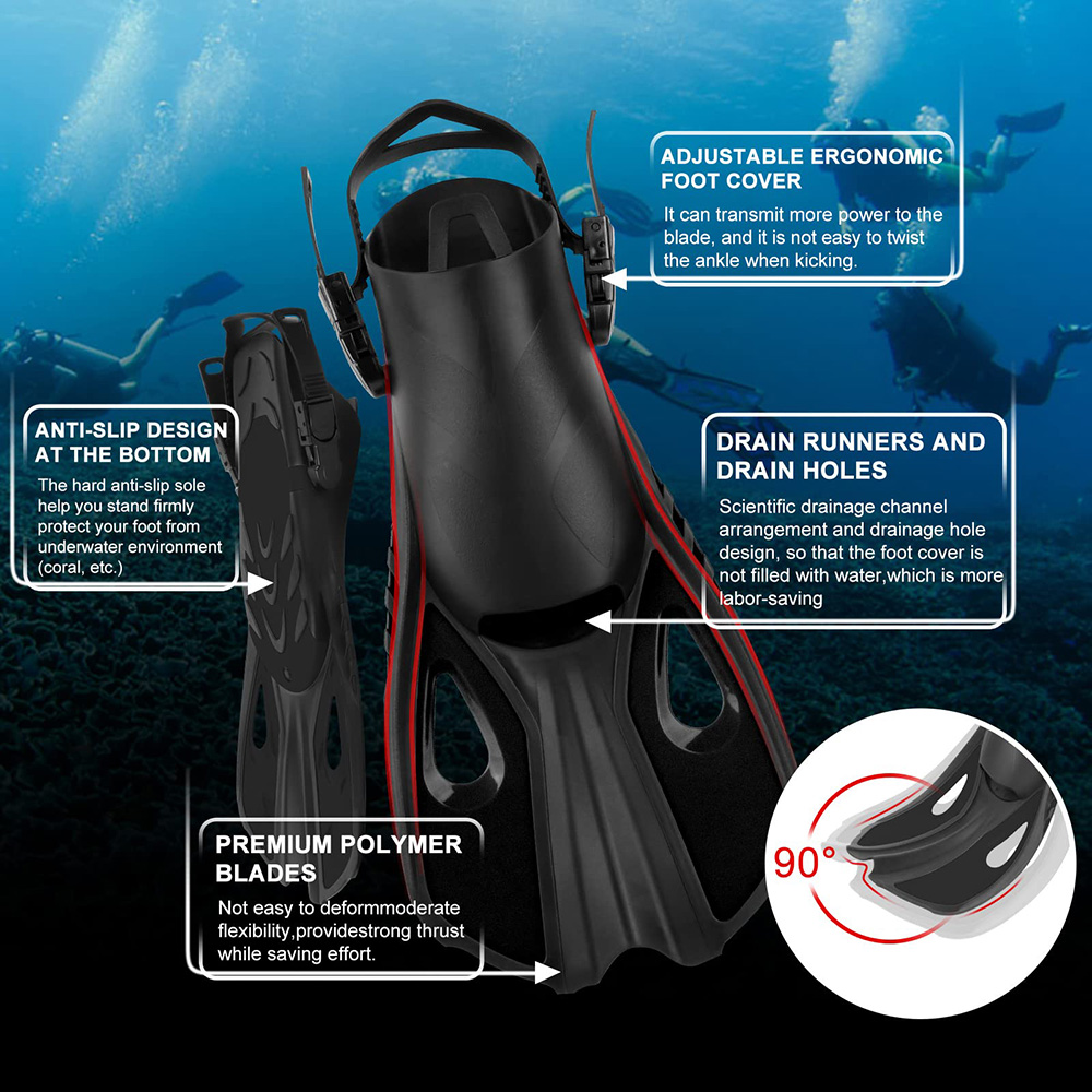 シュノーケルフィン - ショート、調節可能、オープンヒール  - Swim Fin Short Blade のレビューと価格