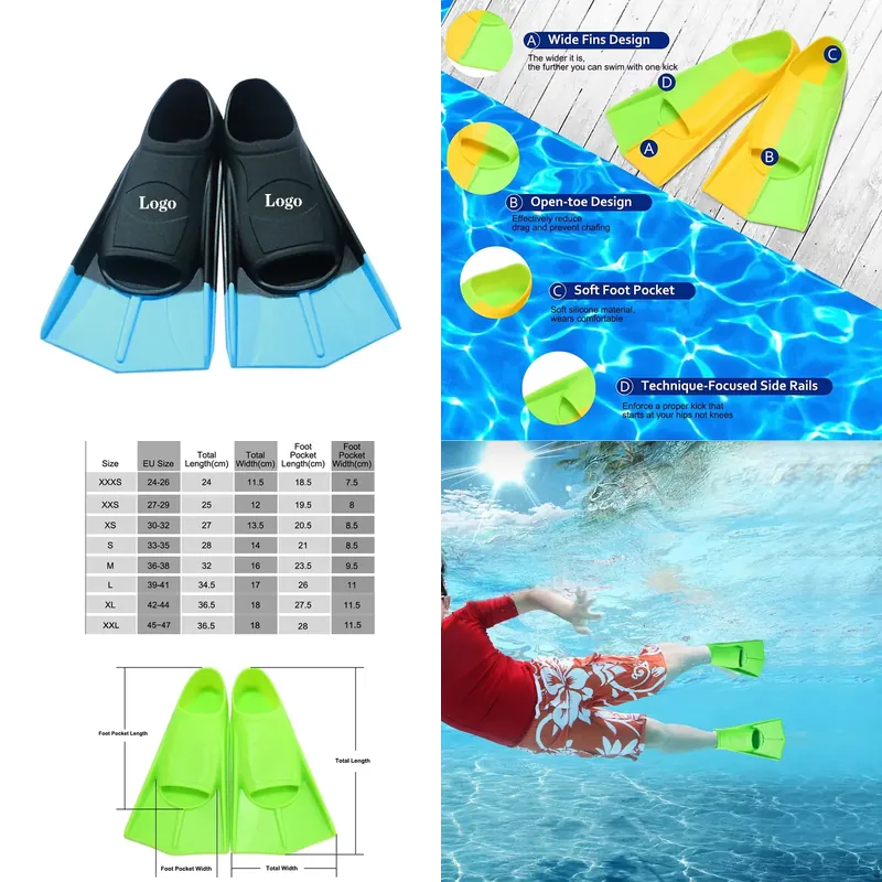 プロ仕様ショートブレードシリコンダイビングフィン、ダイビング - Swim Fin Short Blade のレビューと価格