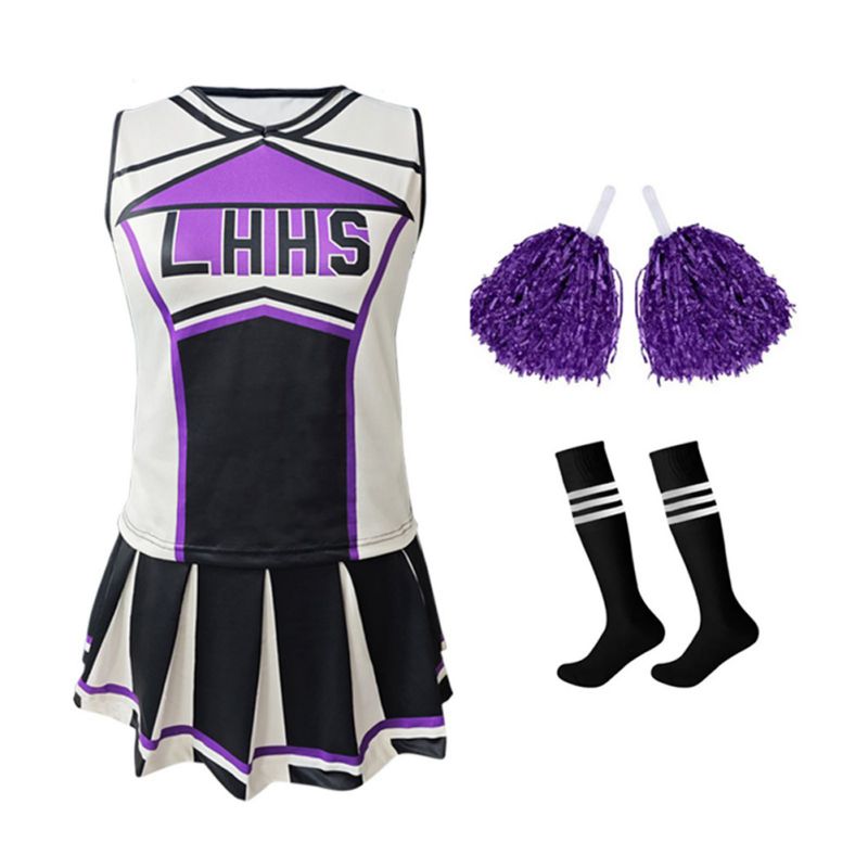 女性用チアリーダーコスチューム制服衣装トップミニプリーツスカ - Cheerleading Pom Pom のレビューと価格